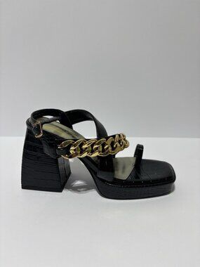 London Rag Women’s Frecklin Metal Chain Block Heel Sandals, Size 6 M